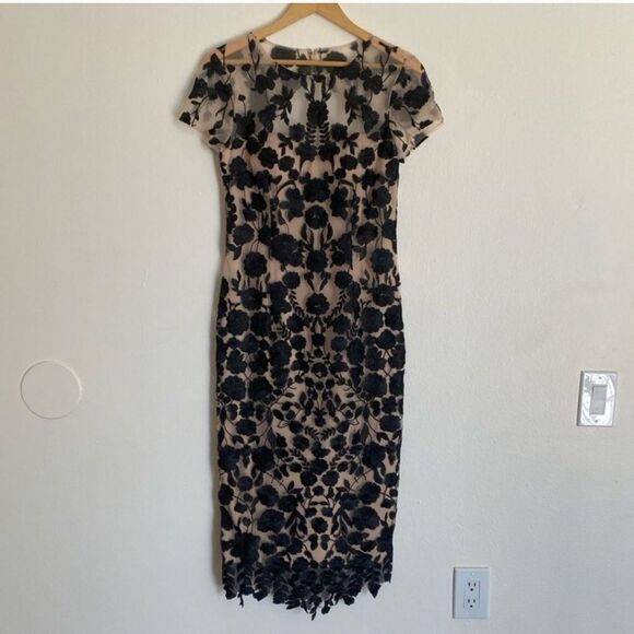 JS Collections Tan and Black Midi Dress - Picture 3 of 12